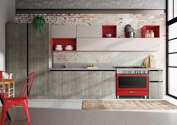 GLEM GAS - Cucina elettrica ST965MRS Classe A+-Rosso Pomodoro