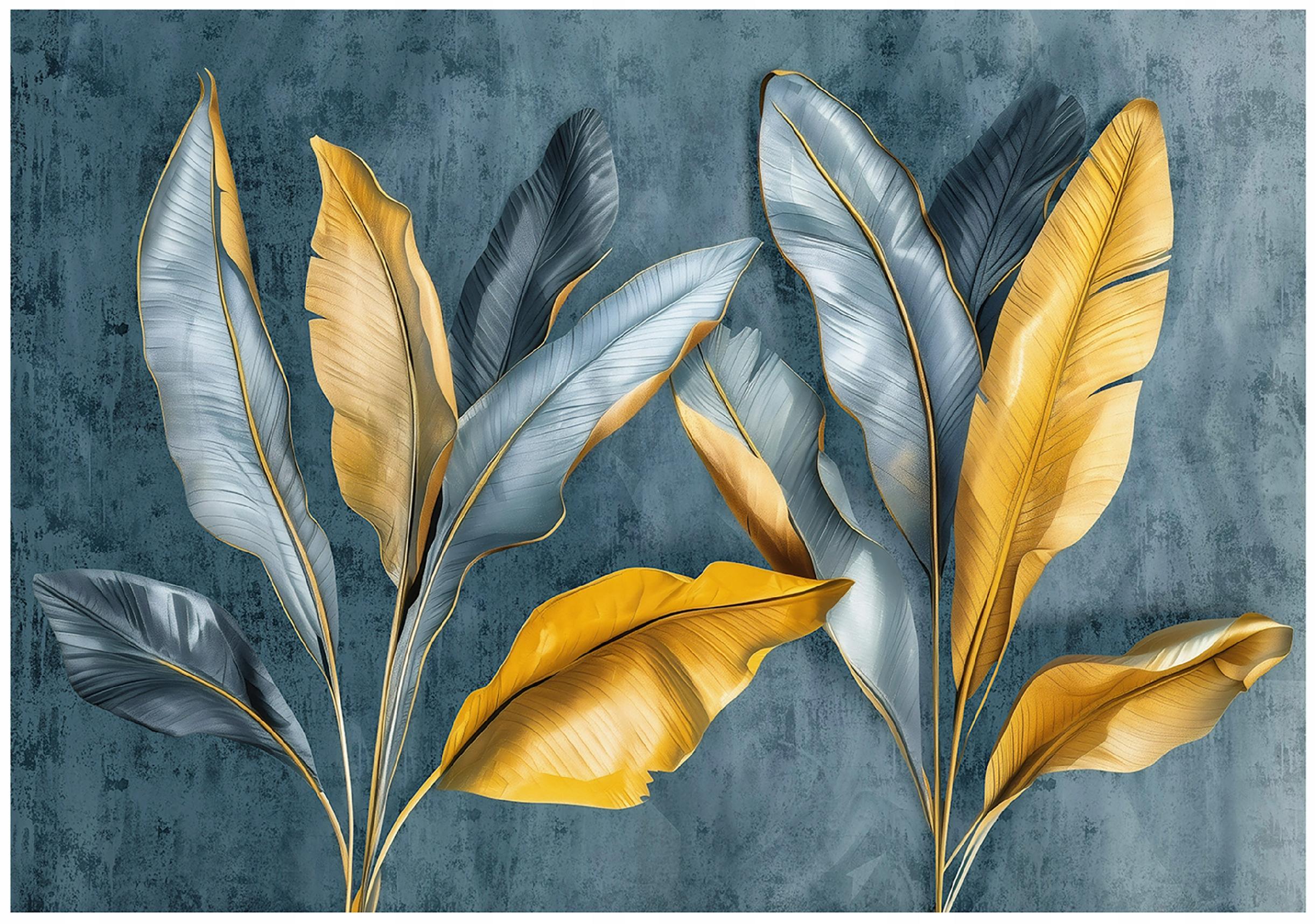 Banana Leaves Gold Wall Mural – Non-Woven Wallpaper for Bedrooms and Living Rooms, 150x105 cm