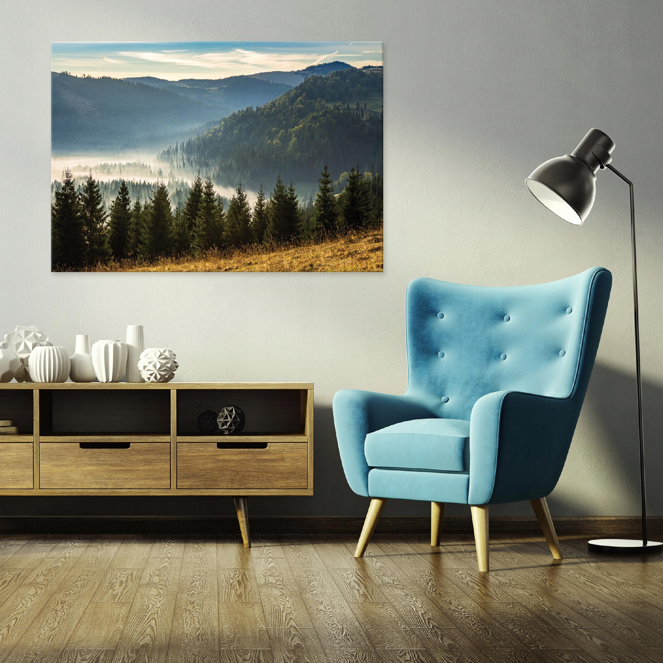 Canvas painting of mountains, landscape, nature, forest, 60x40