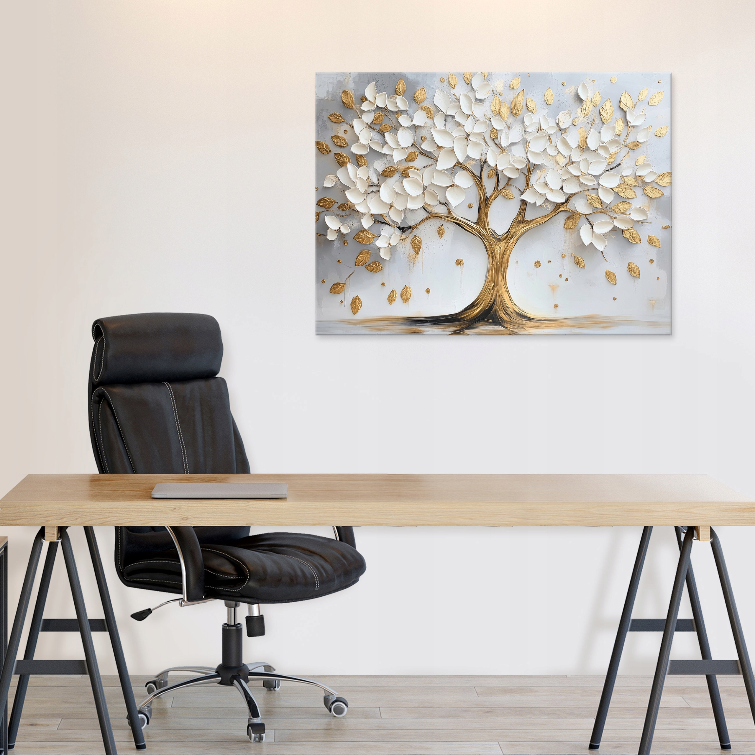 Painting for the bedroom, living room, or kitchen; features flowers and trees; 3D on canvas; for the wall; 40x30