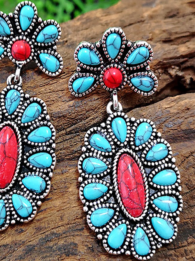 Red Vintage Alloy Earrings