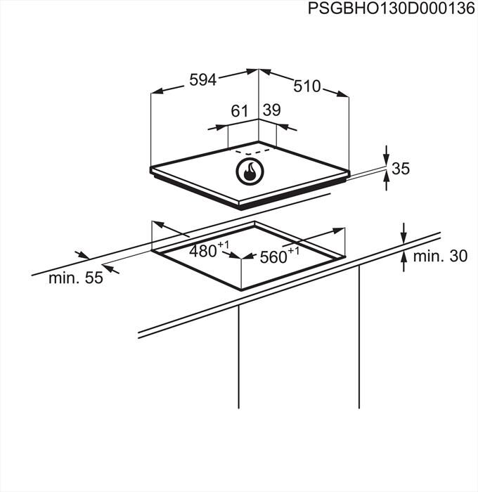ELECTROLUX - Piano cottura a gas RGG6243LOX 4 fuochi 59,4cm-INOX ANTIMPRONTA