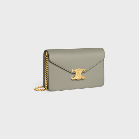 WALLET ON CHAIN MARGO IN SHINY CALFSKIN GREEN CLAY