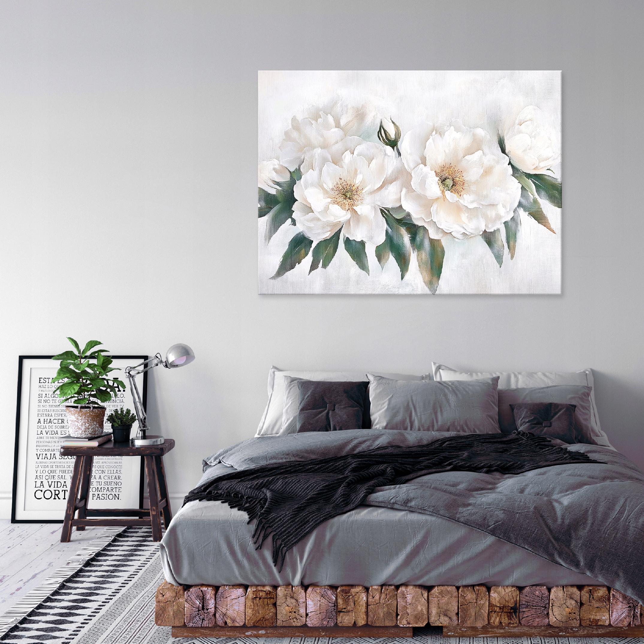 3D painting of white flowers for the bedroom, living room, or kitchen, on canvas (40x30)