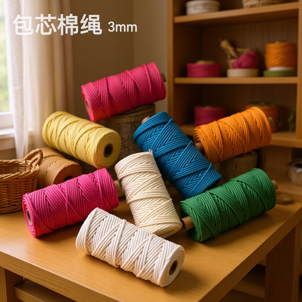 Braided rope drawstring decorative tapestry rope tag rope colored cotton rope