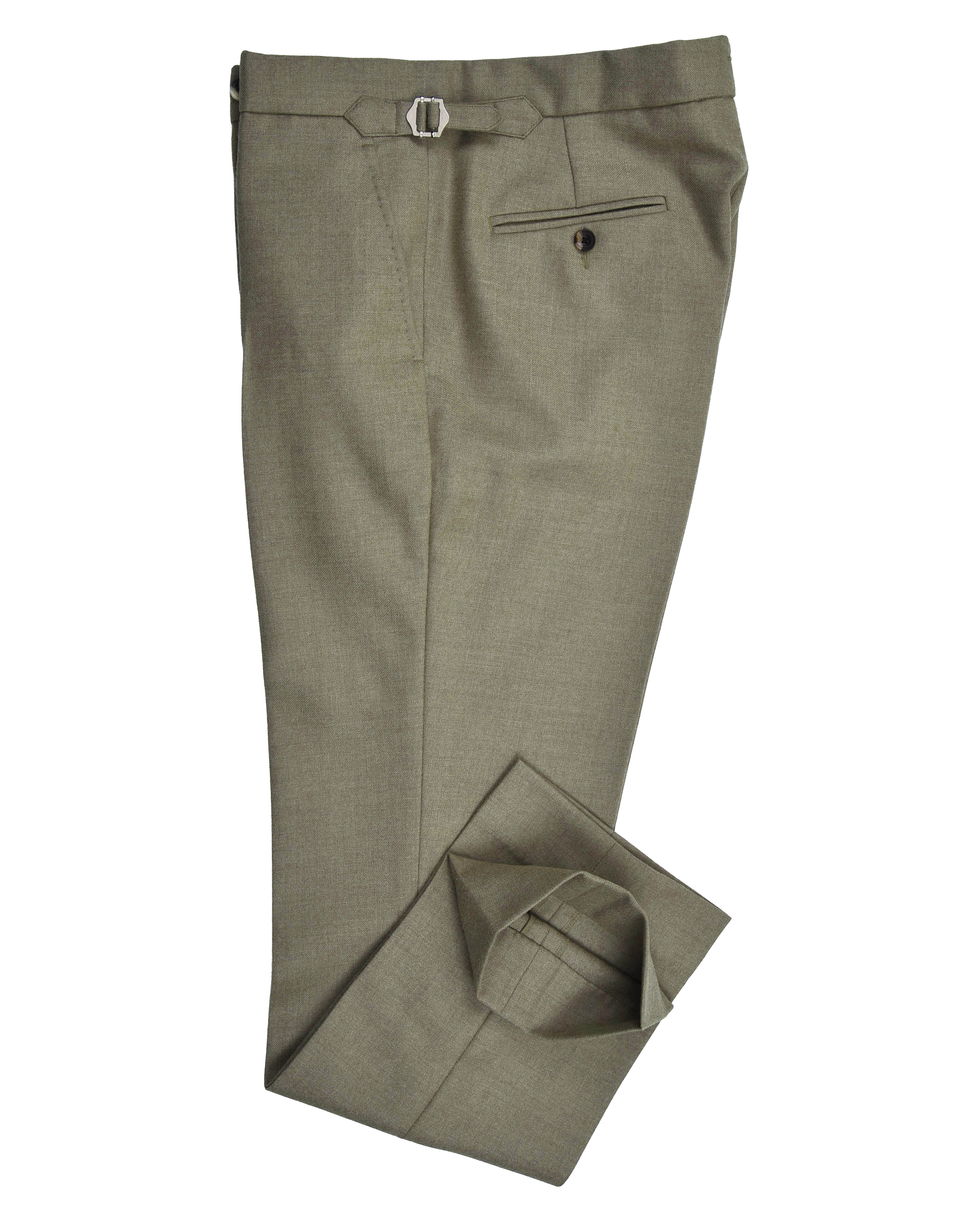 Olive Wool Flannel Dress Pant