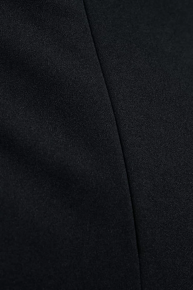Stylish Square-Neck Crepe Side-Slit Gown BLACK