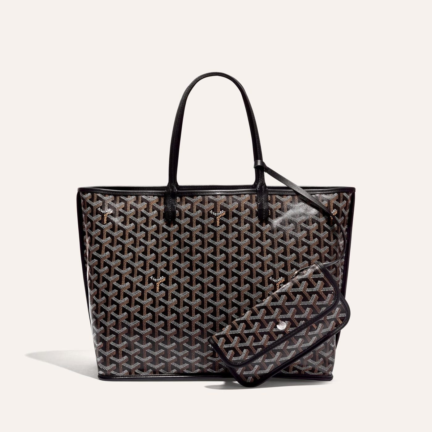 Goyardine Black Anjou PM Reversible Tote Bag Palladium Hardware