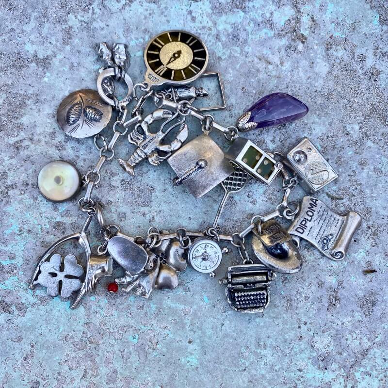1950s Sterling Silver 19 Charm Bracelet