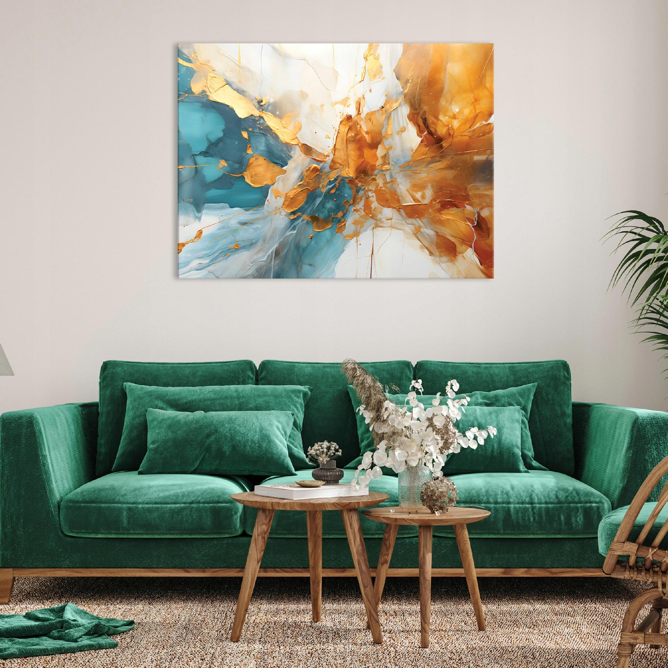 Abstract marble painting on canvas for bedroom or living room wall, large 60x40