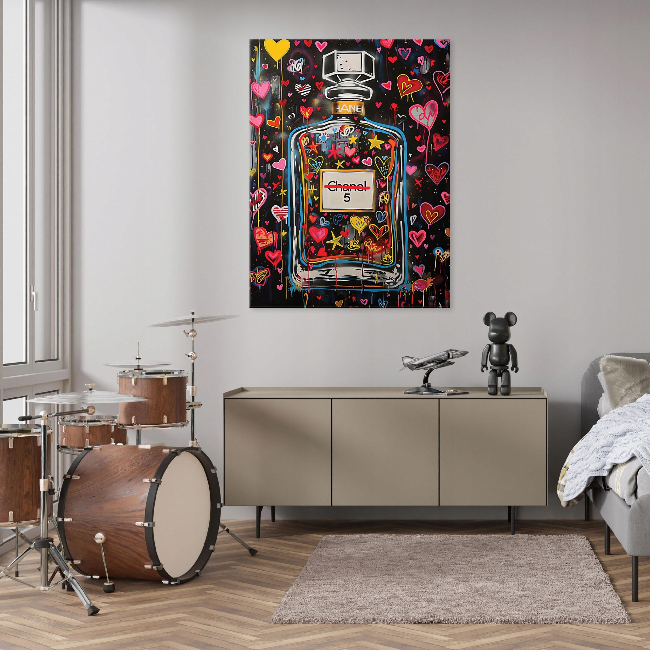 Modern Chanel perfume painting on canvas for bedroom or living room wall, 40x30