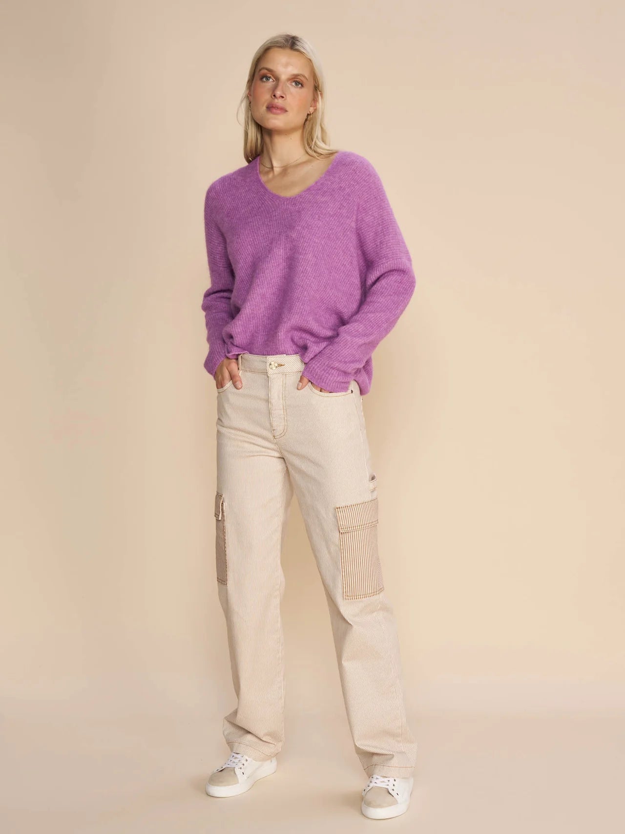 High-Rise Striped Cargo Pant