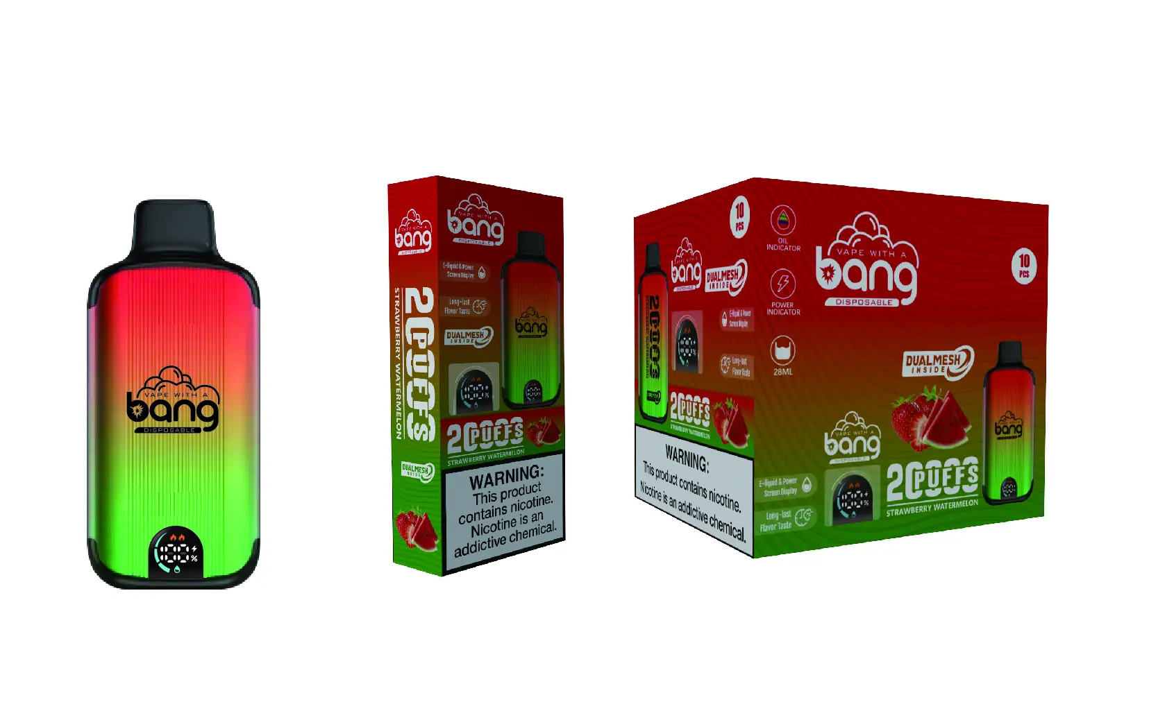（3 pieces）Bang 20000 Puffs New Product LED Display Disposable Vape