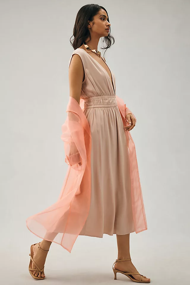 Premium Sleeveless Deep-V Dress LOTUS FLOWER