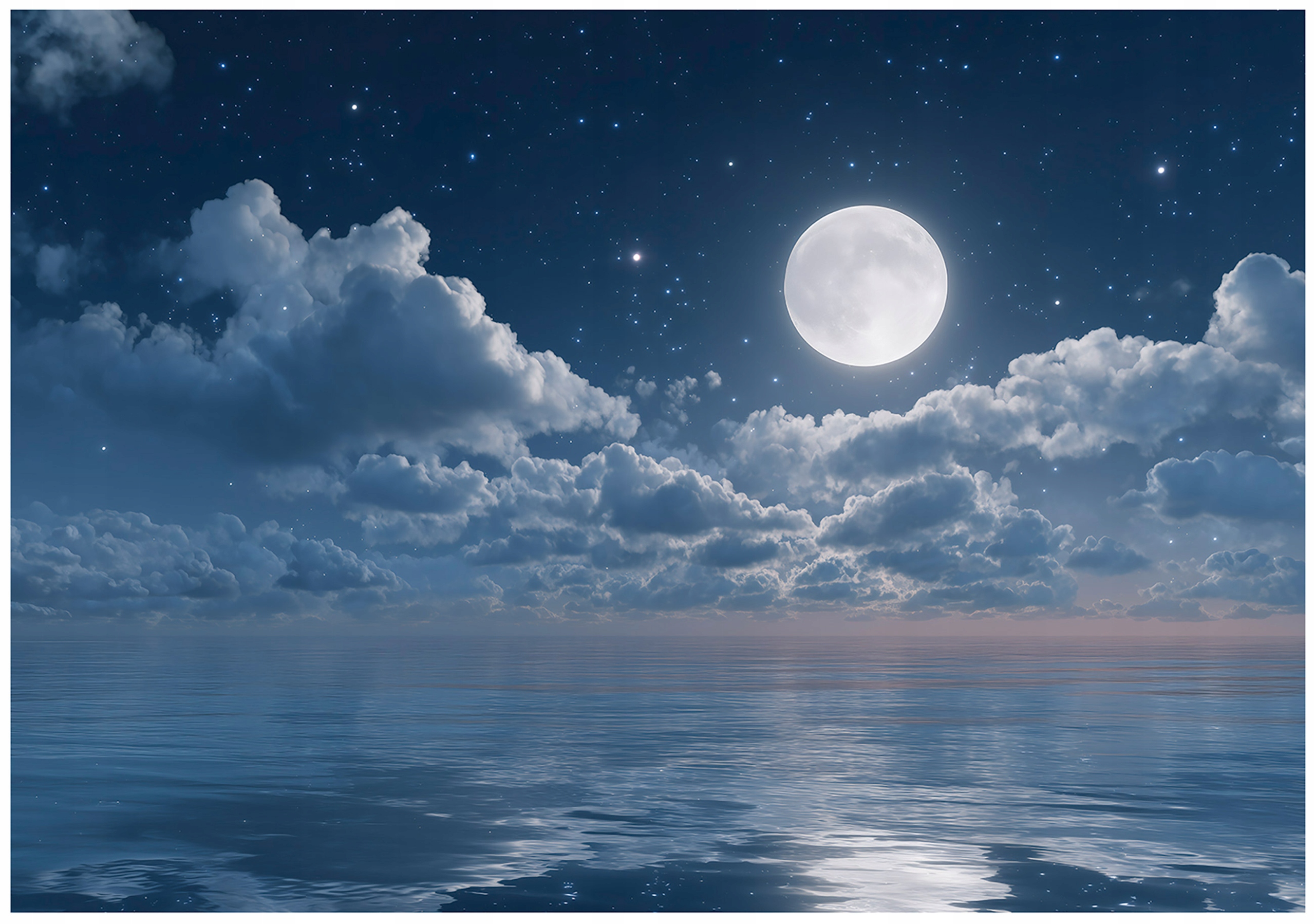Ocean night moon wall mural bedroom living room wallpaper non-woven