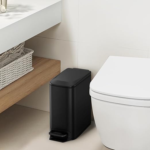 SMARTTOSS Small Bathroom Trash Can with Lid Soft Close