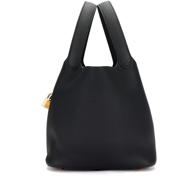 Black Clemence Picotin Lock 22 Gold Hardware