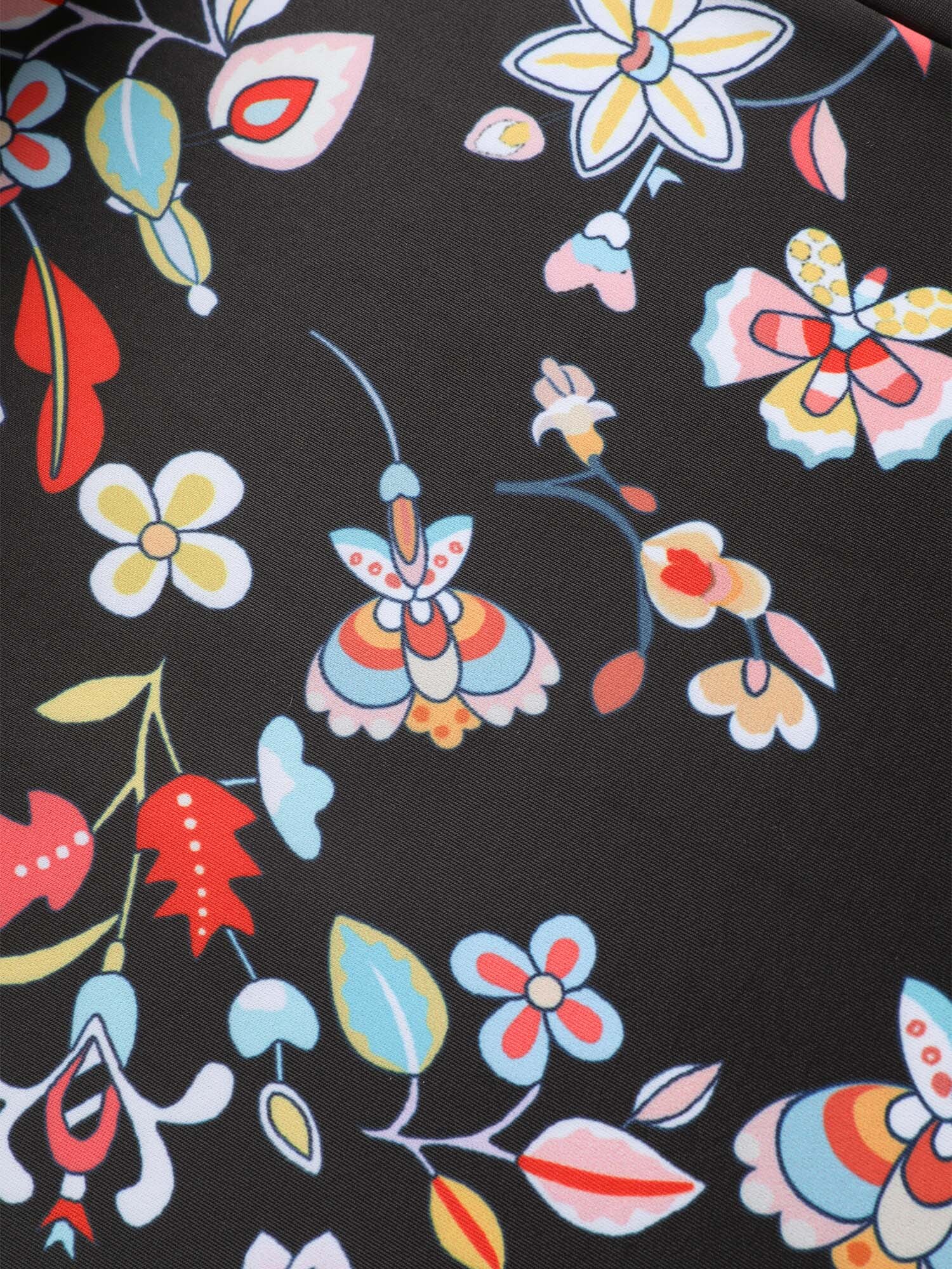 Boho Print Overlap Collar Gathered One Piece Swimsuit