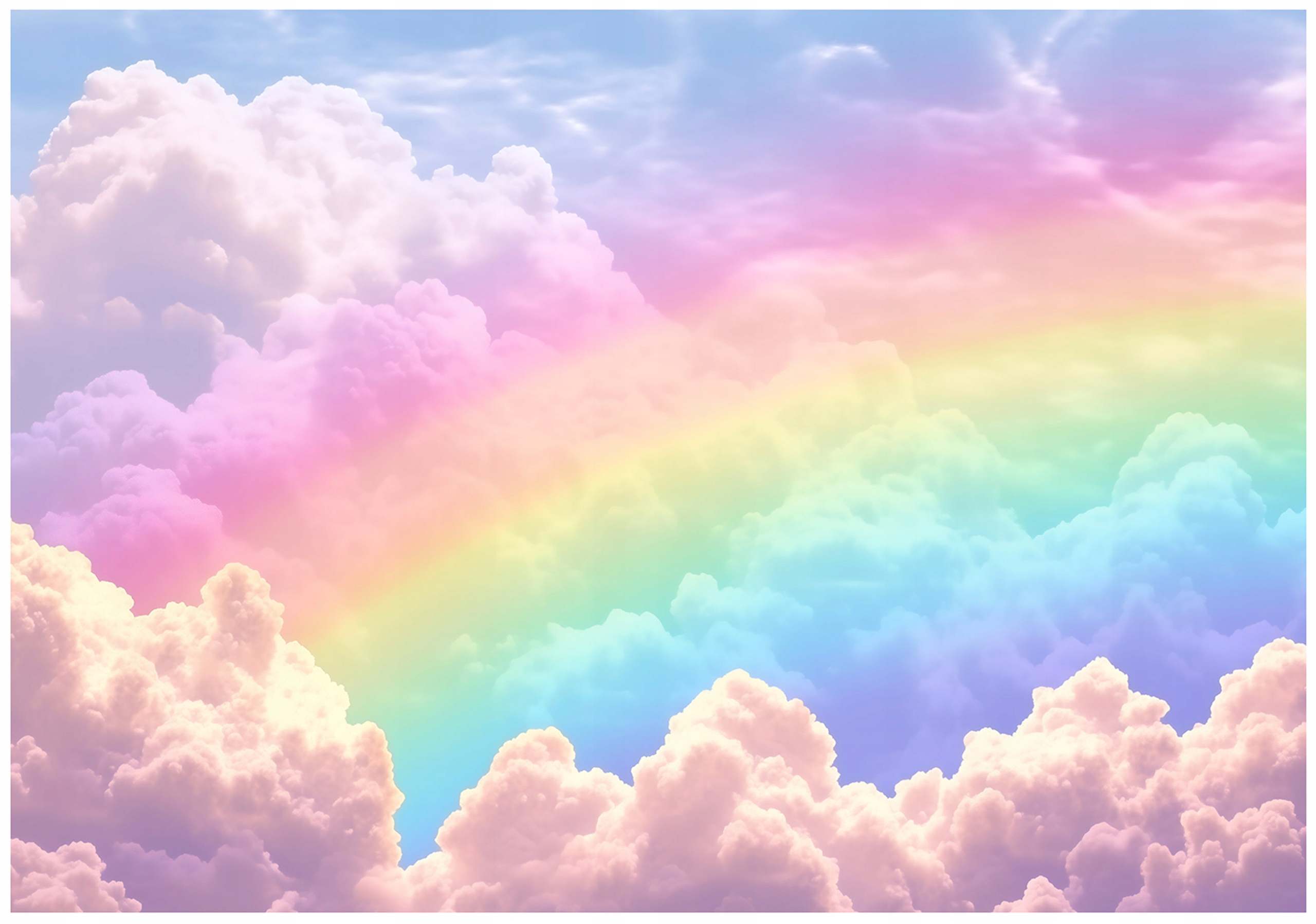 Rainbow cloud wall mural for children's room, non-woven wallpaper,