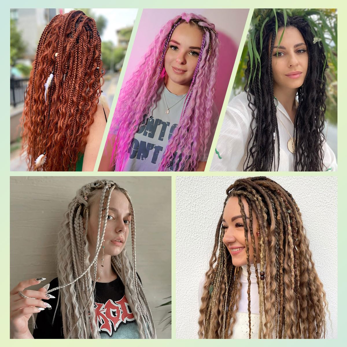 10PCS Clip in Dreadlock Extensions Full Sets, 24 inch Synthetic Clip Dreads Extensions Handmade Soft(Black/purple, Clip-in 40 Strands)