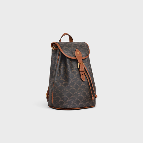 MEDIUM BACKPACK FOLCO IN TRIOMPHE CANVAS AND CALFSKIN TAN