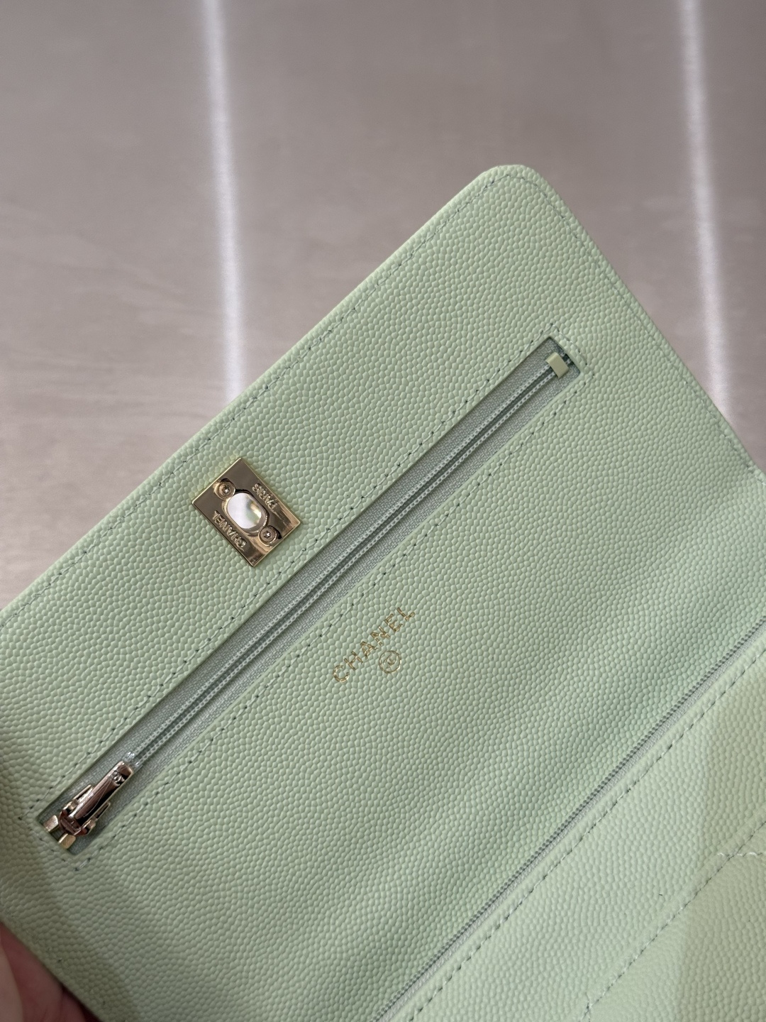 Classic Wallet On Chain with Top Handle（Light Teal） - Mocuir