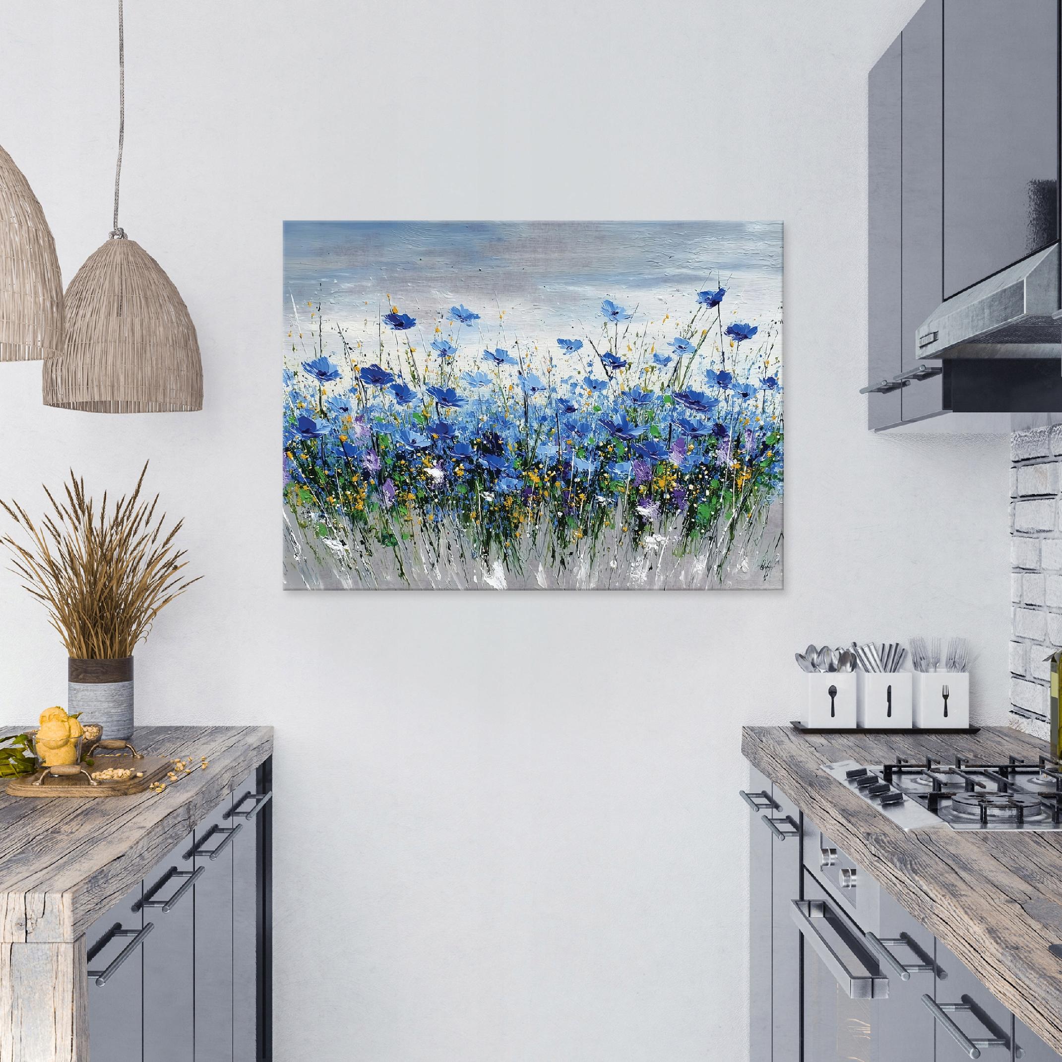 Watercolor painting of flowers and nature for the bedroom, living room, or kitchen on canvas, 40x30