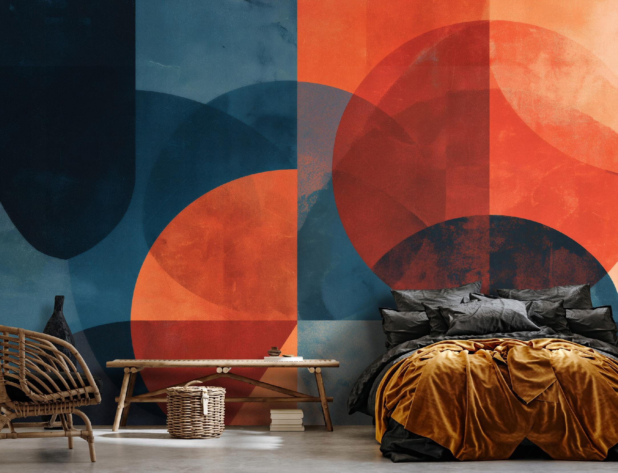 Geometric abstract wall mural for the bedroom or living room, non-woven wallpaper