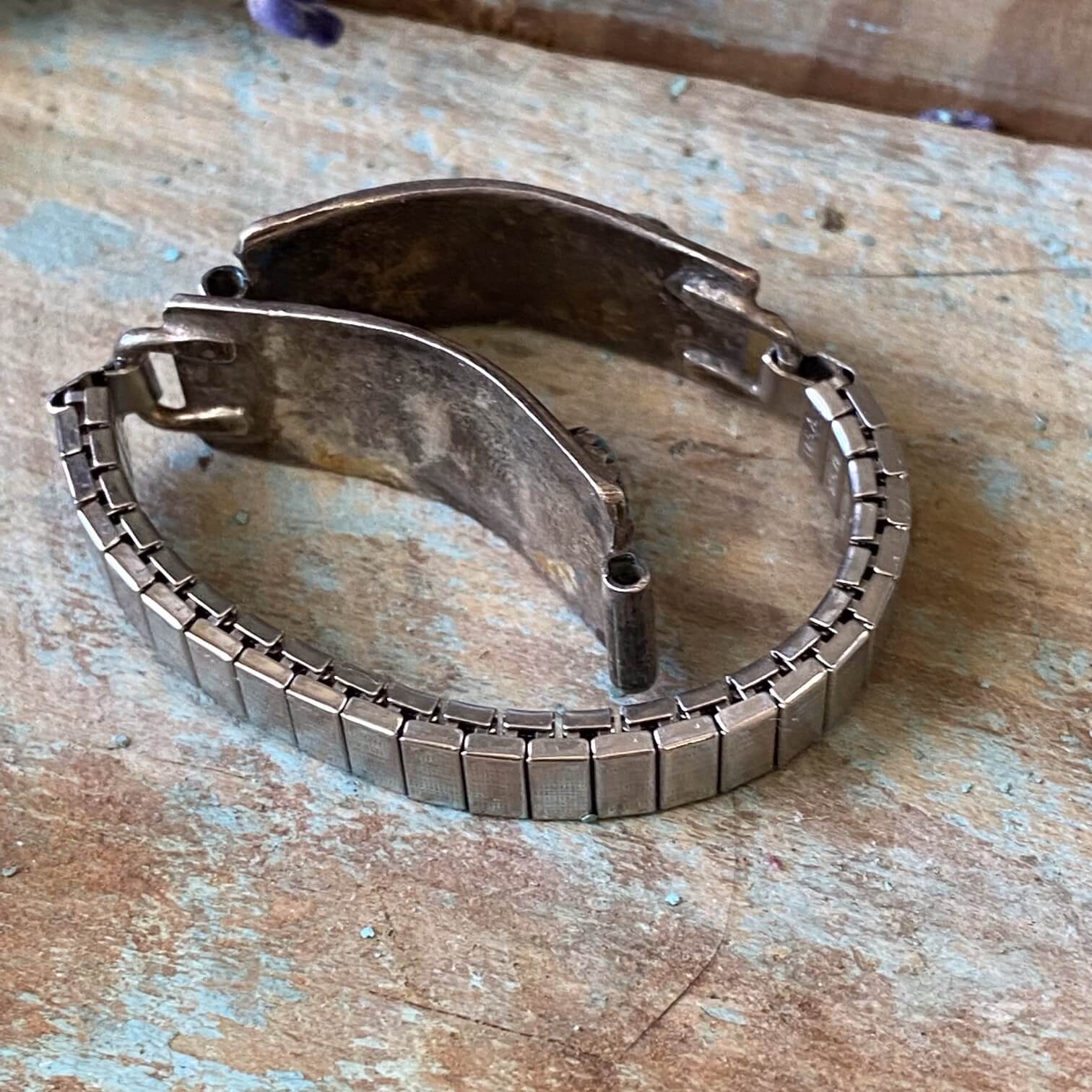 Vintage Sterling Silver Turquoise Watch Band Plates