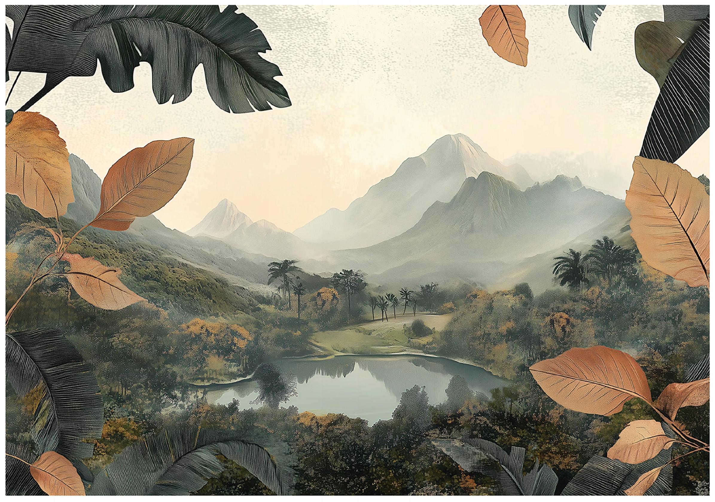Photo wallpaper nature mountains forest lake bedroom living room wallpaper non-woven