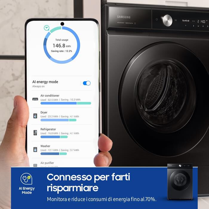 SAMSUNG - Lavatrice WW11DB7B94GBU3 11 Kg Classe A-NERO