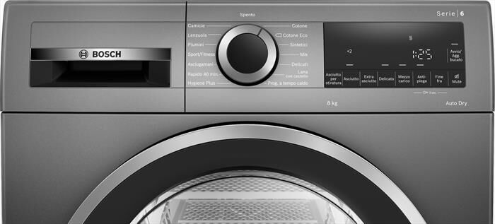 BOSCH - Asciugatrice Serie 6 WQG233DRIT 8Kg Classe C-Grigio antracite