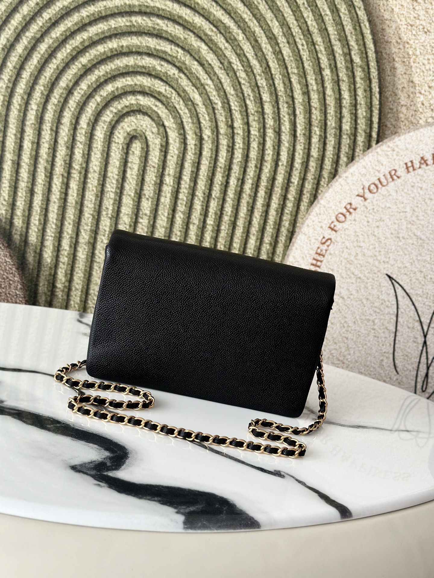 24K Black Caviar Quilted Medium Classic Flap Bag with Gold Hardware and CC Charms - Mocuir