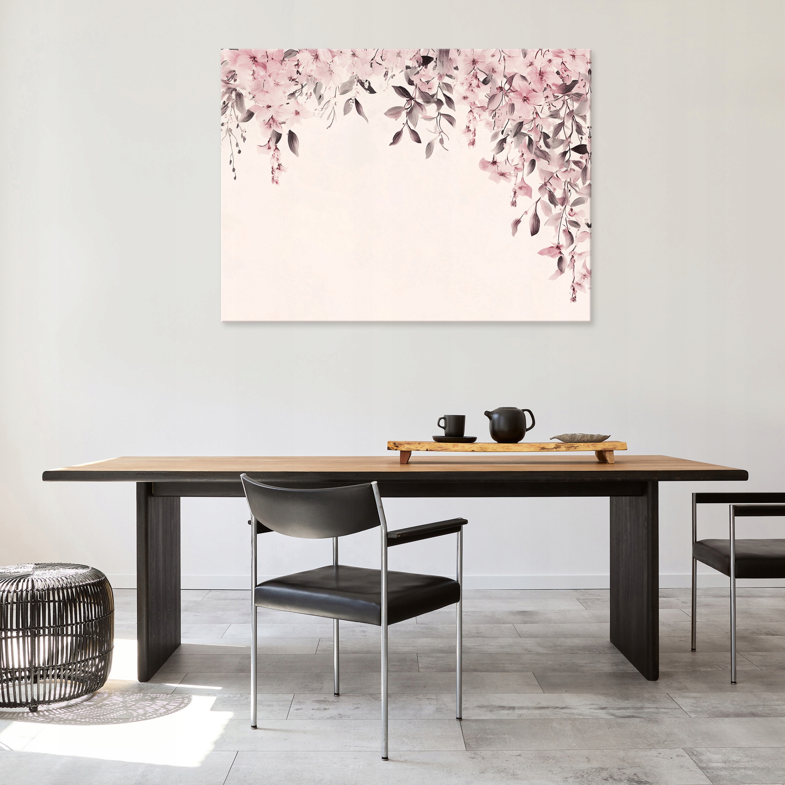 Painting of flowers and hanging leaves for the bedroom, living room, or kitchen on canvas, 40x30