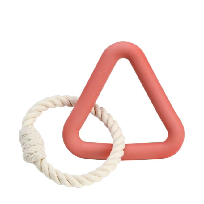 Little&Bigger Tug & Play Triangel Gummileke med tau Rosa S