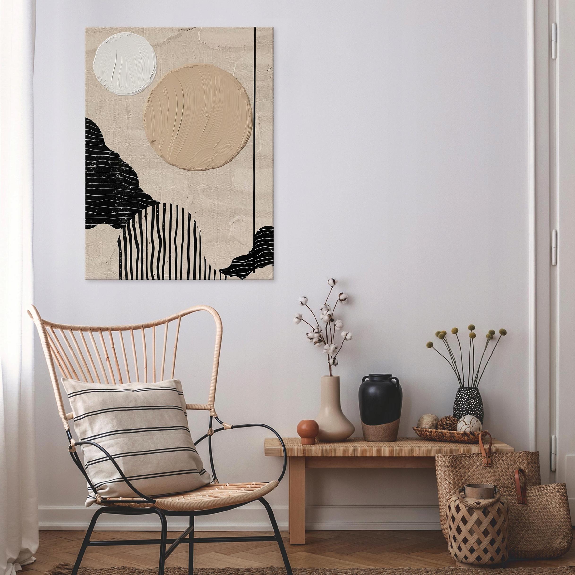 Abstract boho beige canvas painting for bedroom or living room wall, 40x30