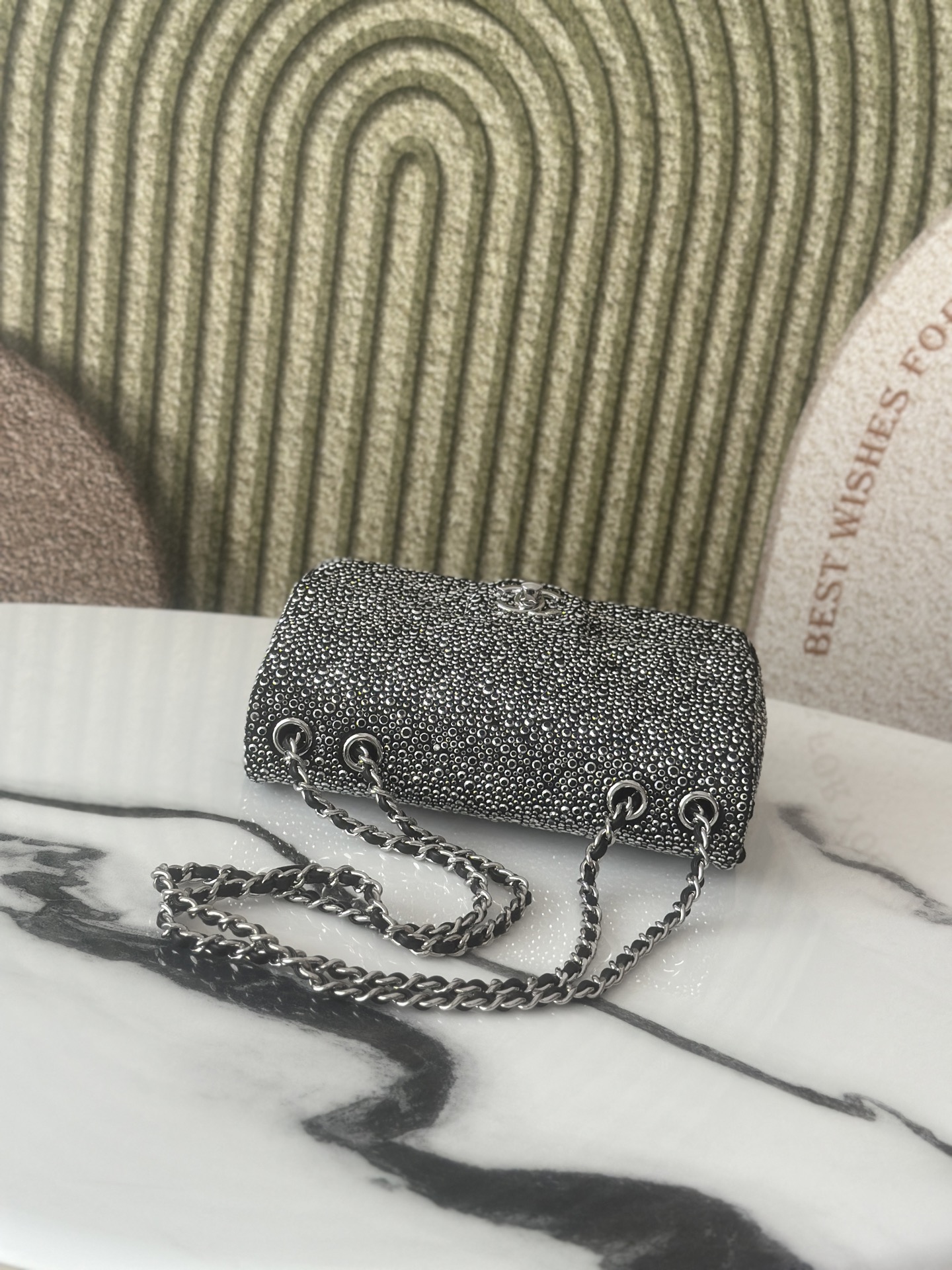 26C Cruise Collection Crystal Embellished Mini Classic Flap Bag - Mocuir