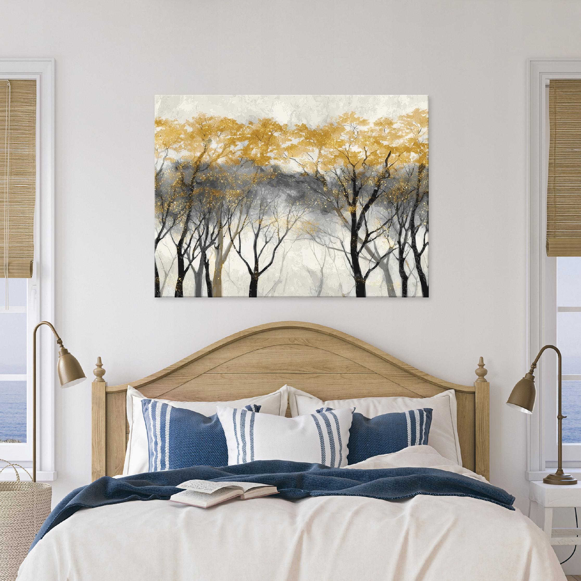 Abstract painting of a concrete tree forest for the bedroom or living room, on canvas, 40x30