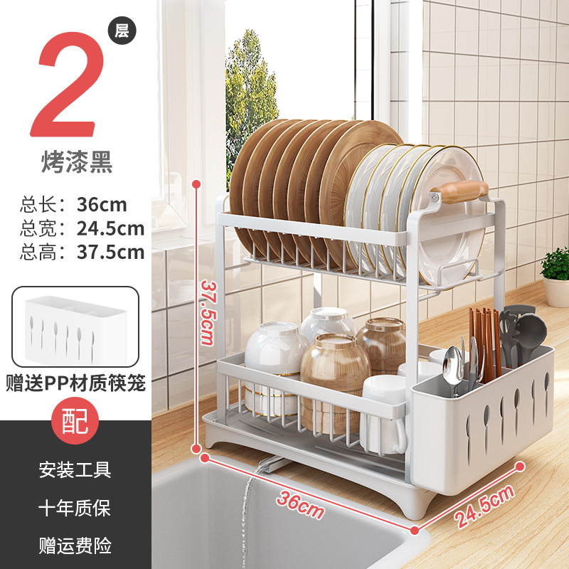 Dishes storage rack sink drain bowl rack shelf kitchen table top mounted dishes and chopsticks cupboard double drain storage box