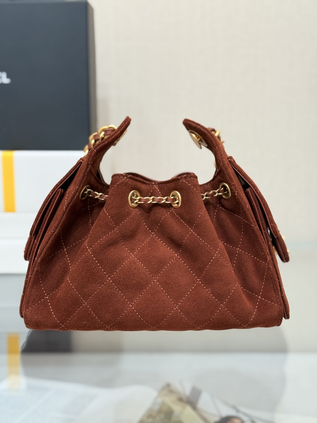 25Bag Mini Drawstring Bag（Reddish Brown） - Mocuir