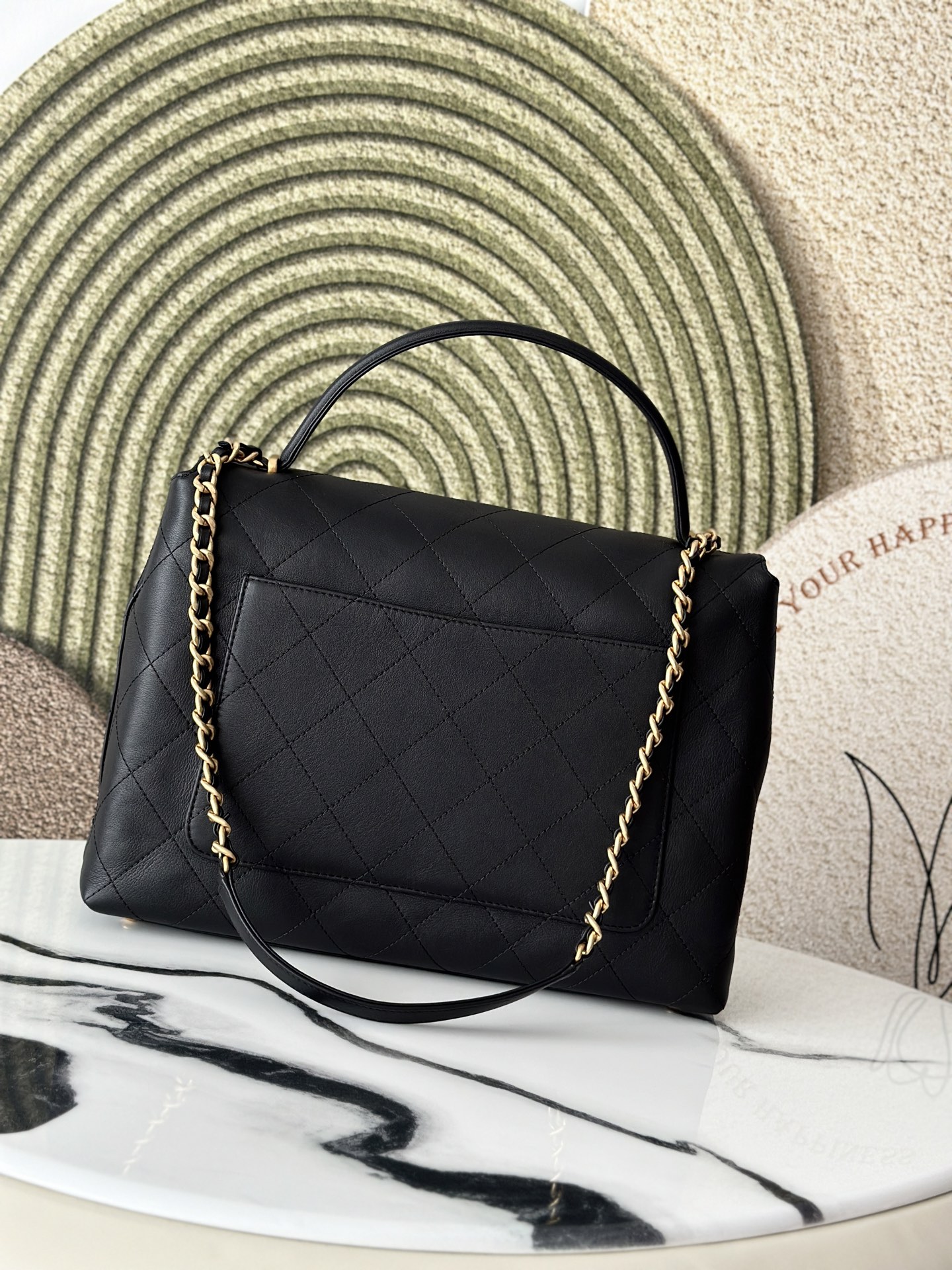 Black Calfskin Quilted Kelly Top-Handle Bag (Classic Style) - Mocuir