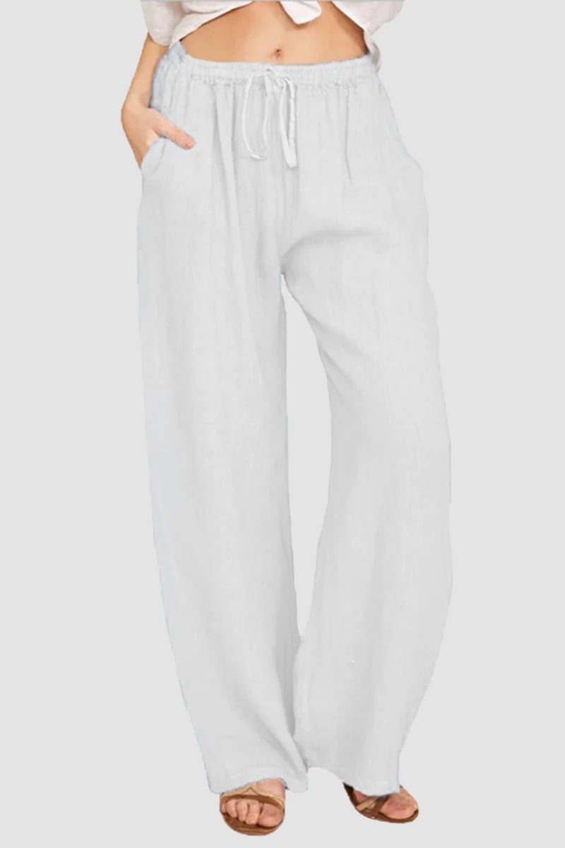 Womens Classic Loose Cotton Linen Casual Trousers