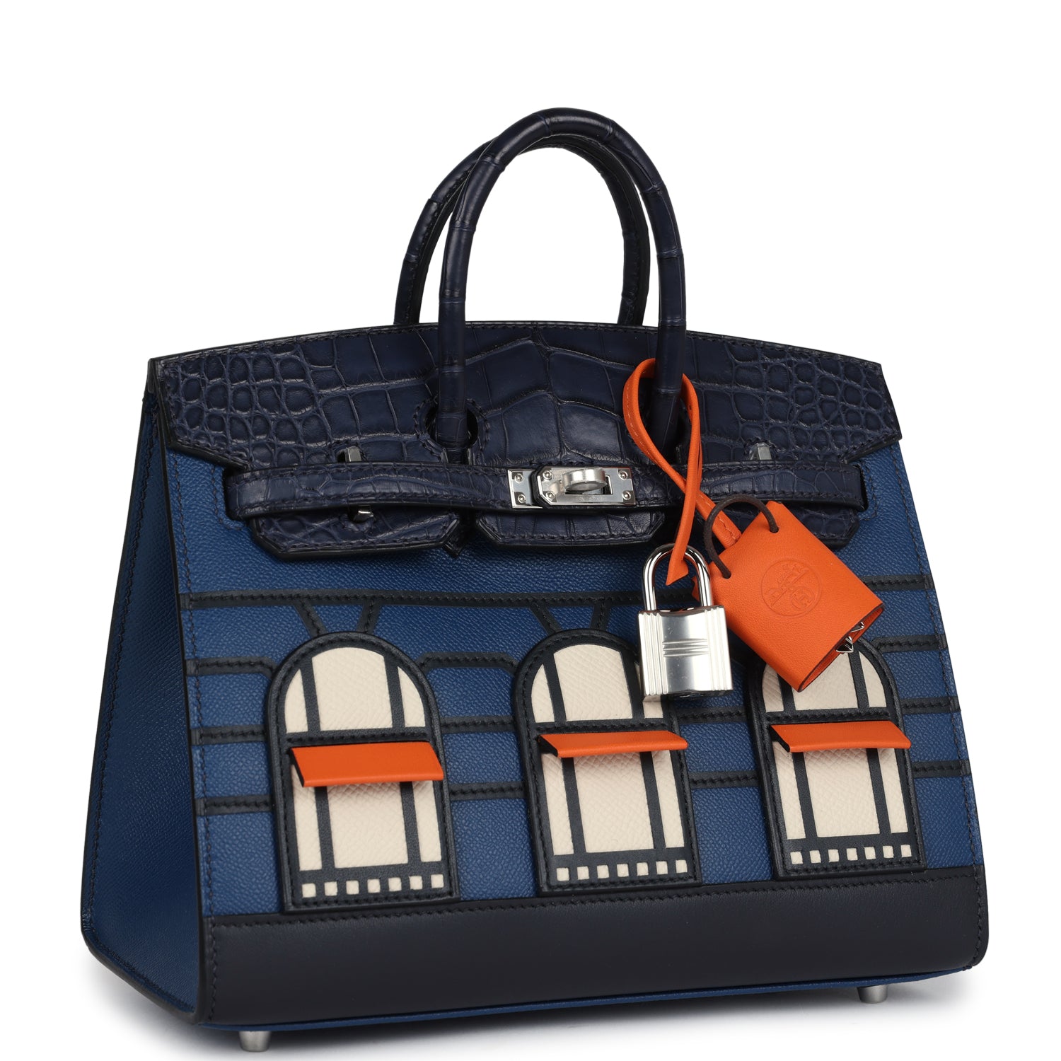 Night Sac Faubourg Birkin 20 Bleu Marine Matte Alligator Palladium Hardware