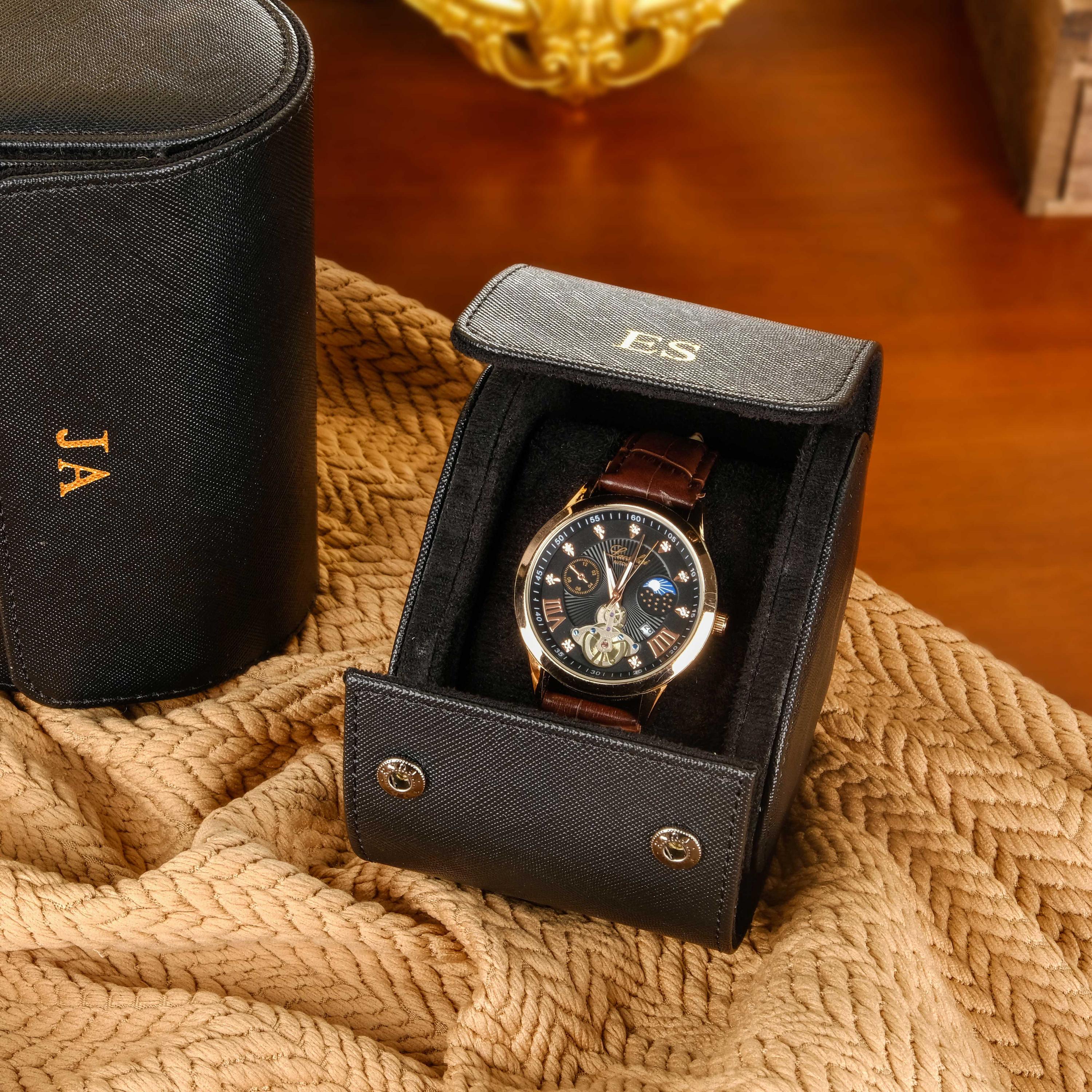 Personalized Leather Watch Box, PU Leather Watch Box, Travel Watch Case, Husband Gift, Groomsman Watch Case Gift, Gift for him,Wedding gifts