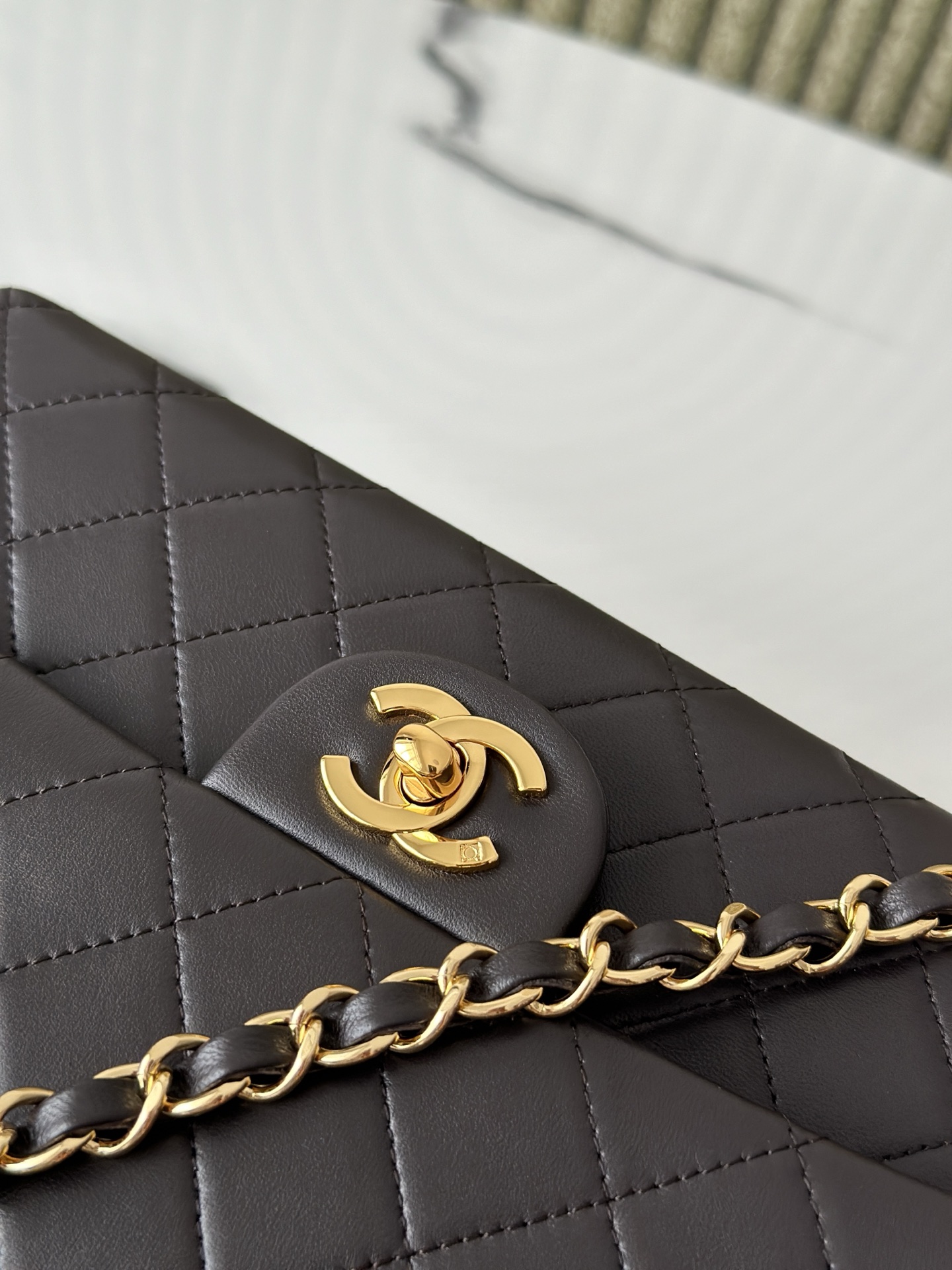 Classic Double Flap Quilted Lambskin Shoulder Bag in Black (Gold Hardware) - Mocuir