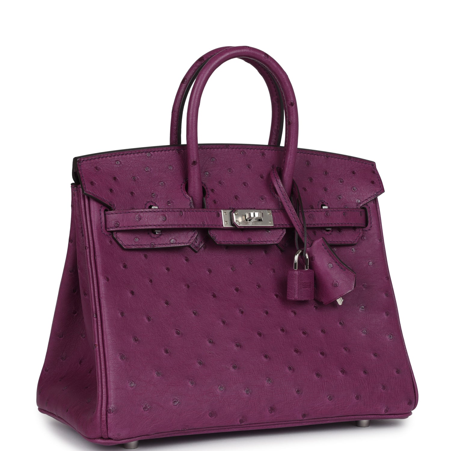 Birkin 25 Anemone Ostrich Palladium Hardware