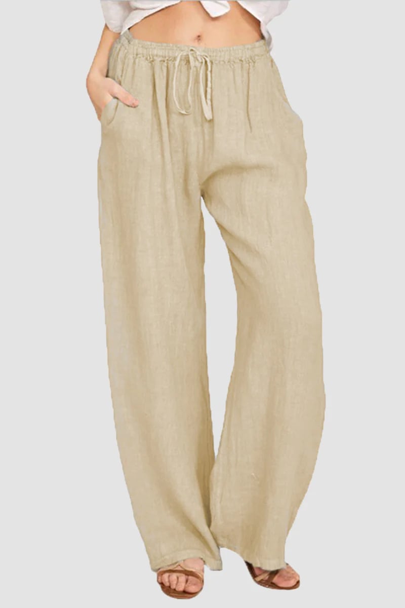 Womens Classic Loose Cotton Linen Casual Trousers