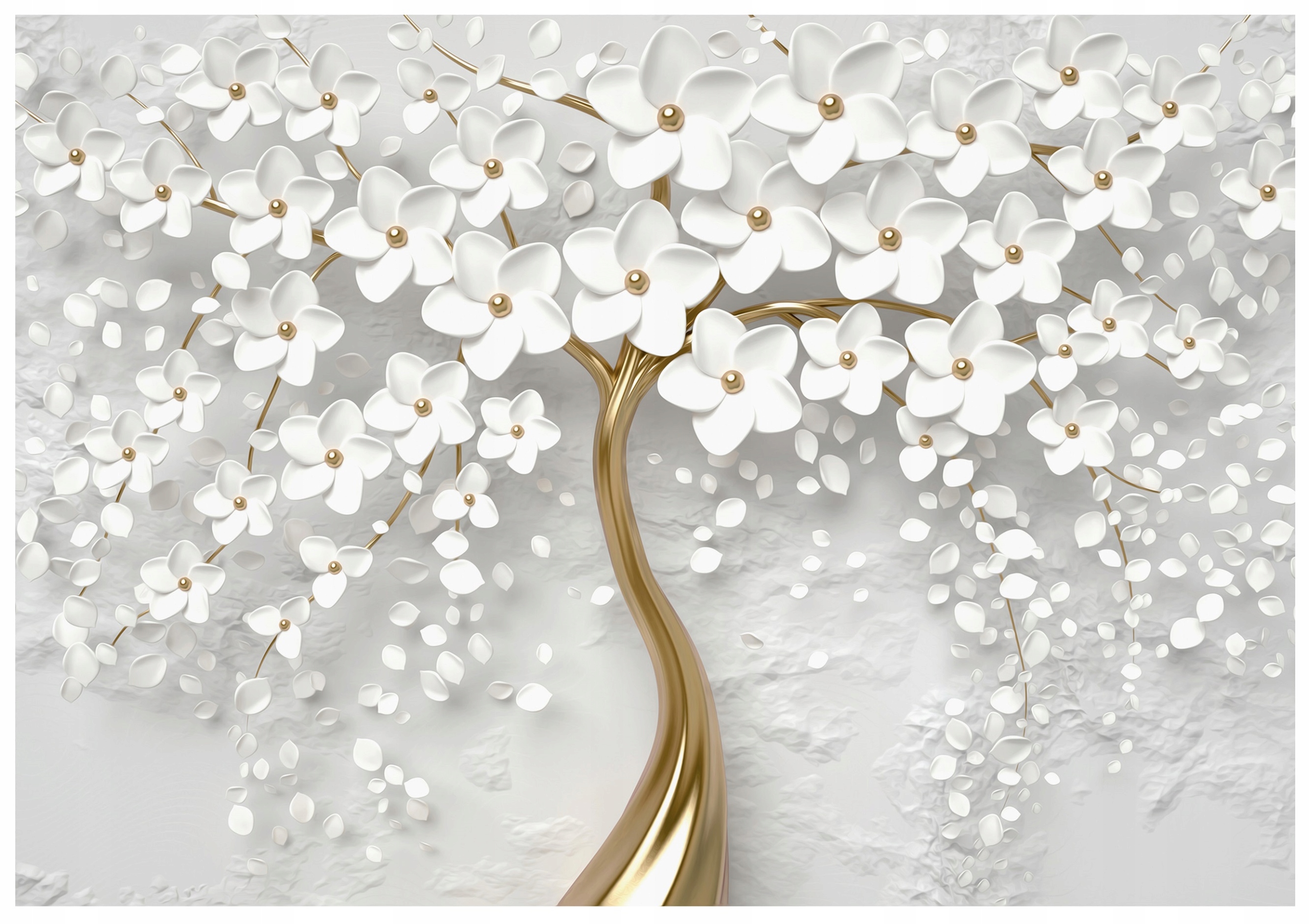 3D wall mural with flowers and trees for the bedroom or living room, non-woven wallpaper,