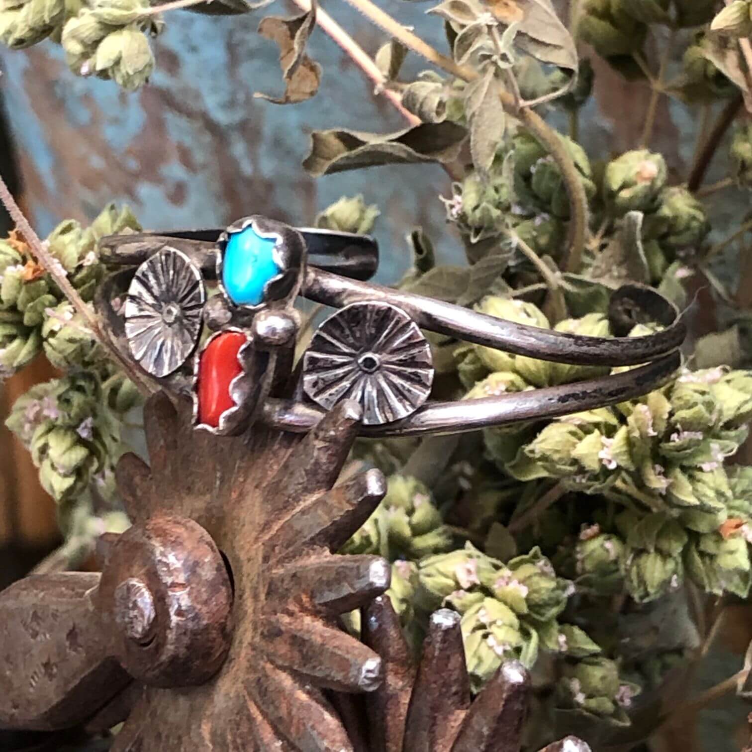 Little Navajo Turquoise Sterling Silver Child's Bracelet Vintage