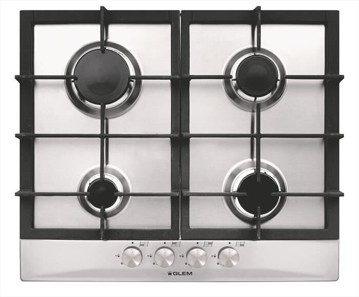 GLEM GAS - Piano cottura a gas GT64HIX 4 fuochi 58,5cm-Inox